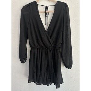 Black Romper  Women’s Long Sleeve Size Medium Deep V